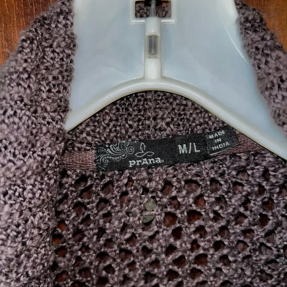 Prana gray medium large oversized knit cardigan sweater